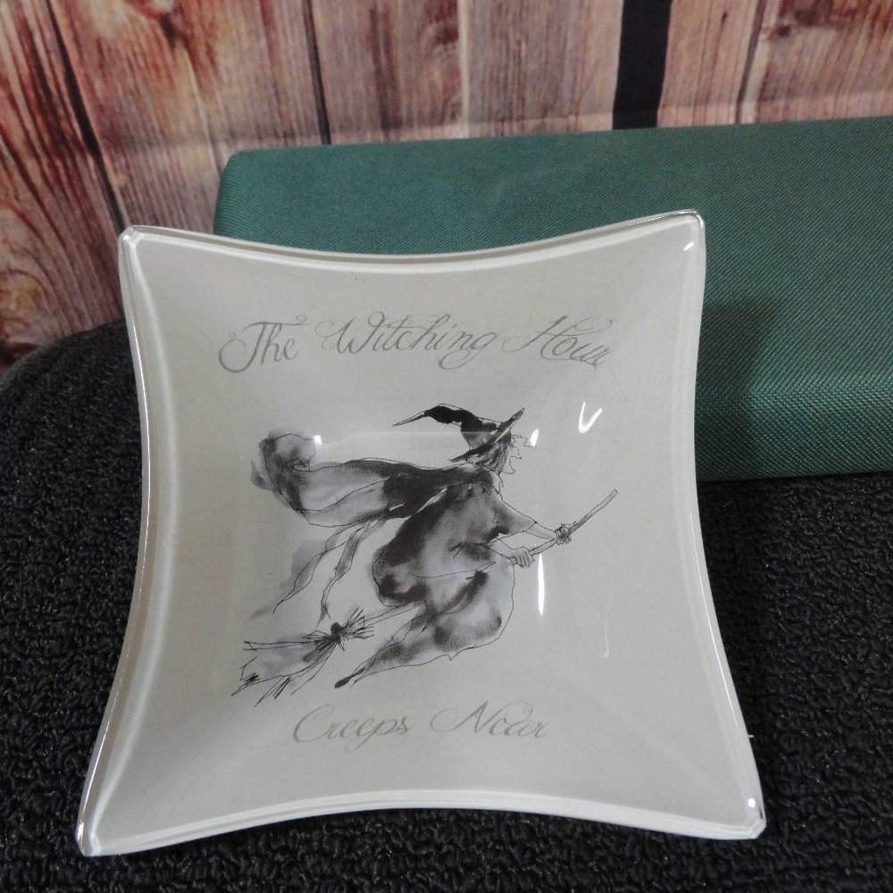 The witching hour Glass candy dish, Ash tray~Halloween d…
